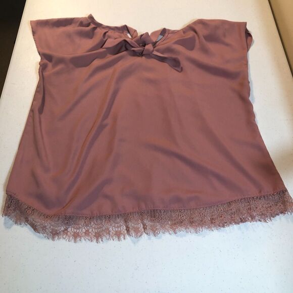 Retro Womens Blouse Top XL Lace Tie Back Coquette Feminine Romantic Cottagecore - Picture 2 of 8